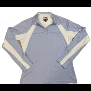 Women’s Adidas Golf Climacool stretchy Long Sleve Polo Light Blue &White Medium